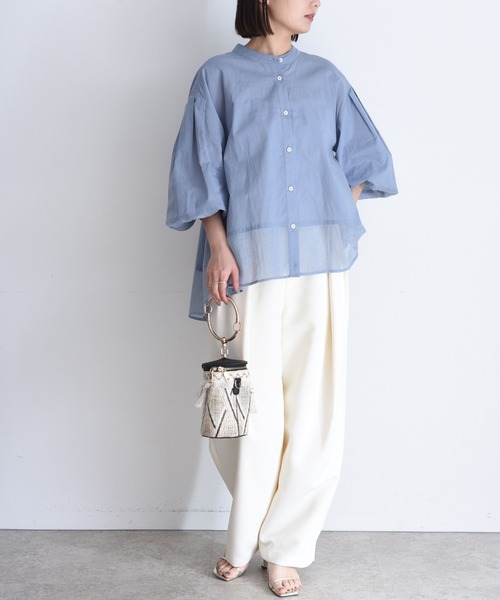 Eimee Law（エイミーロウ）の「バックシャーリング ヘムシアーブラウス（シャツ/ブラウス・レディース・ブラック/オフホワイト/サックスブルー・38）」の22枚目の写真