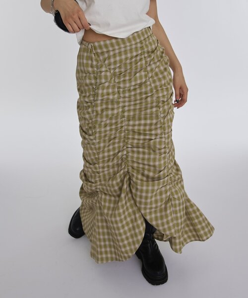 WHO'S WHO gallery（フーズフーギャラリー）の「ギャザーデザインチェックスカート（スカート・レディース・オフホワイト/ブルー/グリーン系その他2・FREE）」の11枚目の写真
