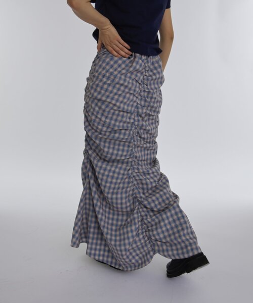 WHO'S WHO gallery（フーズフーギャラリー）の「ギャザーデザインチェックスカート（スカート・レディース・オフホワイト/ブルー/グリーン系その他2・FREE）」の22枚目の写真