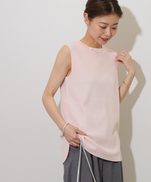 JOURNAL STANDARD relume（ジャーナルスタンダード　レリューム）の「《追加2》TCワッフルノースリーブ（Tシャツ/カットソー・レディース・ブルー/チャコールグレー/ブラック/ベージュ系その他/ホワイト/ストーン/バーガンディー・FREE）」の7枚目の写真