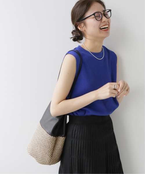 JOURNAL STANDARD relume（ジャーナルスタンダード　レリューム）の「《追加2》TCワッフルノースリーブ（Tシャツ/カットソー・レディース・ブルー/チャコールグレー/ブラック/ベージュ系その他/ホワイト/ストーン/バーガンディー・FREE）」の6枚目の写真