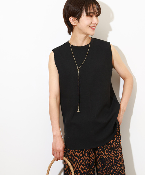 JOURNAL STANDARD relume（ジャーナルスタンダード　レリューム）の「《追加2》TCワッフルノースリーブ（Tシャツ/カットソー・レディース・ブルー/チャコールグレー/ブラック/ベージュ系その他/ホワイト/ストーン/バーガンディー・FREE）」の4枚目の写真