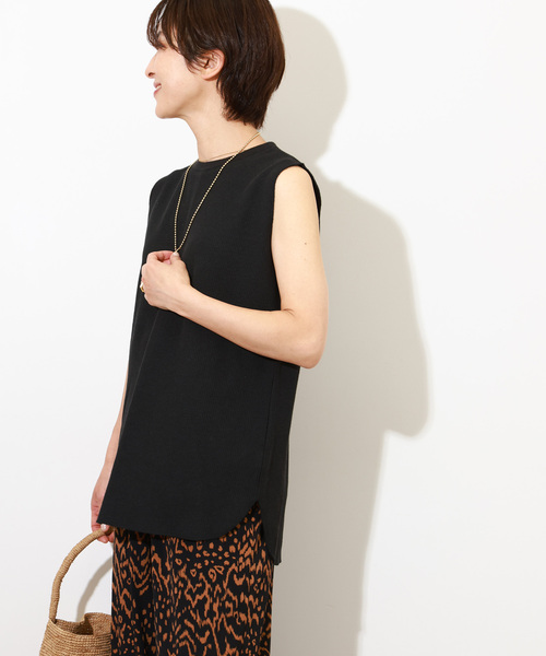 JOURNAL STANDARD relume（ジャーナルスタンダード　レリューム）の「《追加2》TCワッフルノースリーブ（Tシャツ/カットソー・レディース・ブルー/チャコールグレー/ブラック/ベージュ系その他/ホワイト/ストーン/バーガンディー・FREE）」の10枚目の写真