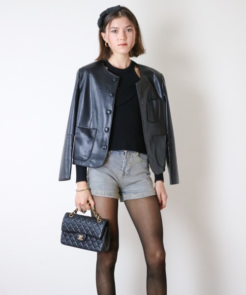 gossip!ロサンゼルス(ゴシップロサンゼルス)の「ジップポケットデニムショートパンツ(デニムパンツ・レディース・ライトブルー/ブラック・S/M/L)」の8枚目の写真