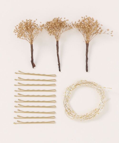 CHACO (FLOWER ACCESSORY)(チャコ)の「CHACO/ ヘア15点セット (水引、金箔、ゴールドピン、かすみ草)(ヘアピン・レディース・ホワイトゴールド・FREE)」の4枚目の写真