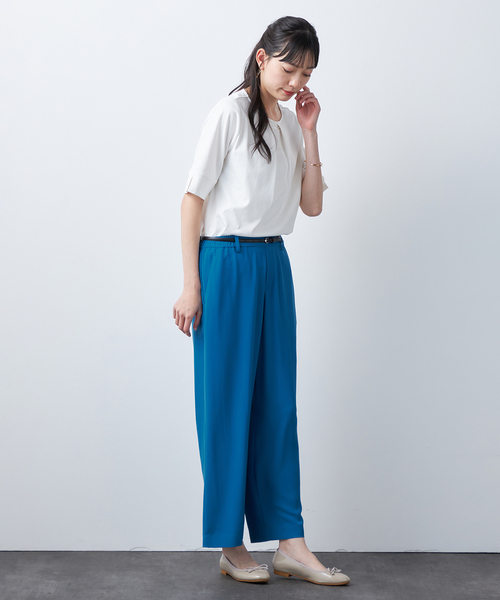 A/C DESIGN BY ALPHA CUBIC(エーシーデザインバイアルファキュービック)の「【接触冷感・UVカット・洗濯可能】ワイドパンツ(スラックス・レディース・ベージュ/ブルー/ブラック・70/64/67/61)」の10枚目の写真