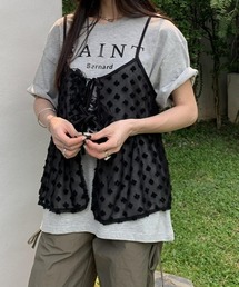 Y2Kレイヤードキャミソール 花柄ブラウス 重ね着アイテム レース フラワー刺繍 キャミカーディガン キャミソールトップス