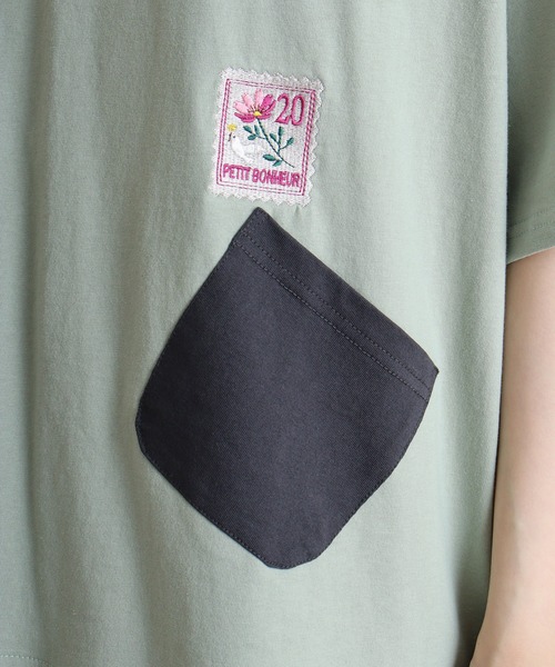 Quelle Chance(ケルシャンス)の「Quelle chance 配色ポケットプルオーバー(Tシャツ/カットソー・レディース・ライトグリーン/オフホワイト/チャコールグレー・M)」の17枚目の写真