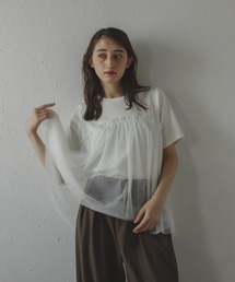 【MINERTE】tulle T-shirt / チュール切り替えTシャツ