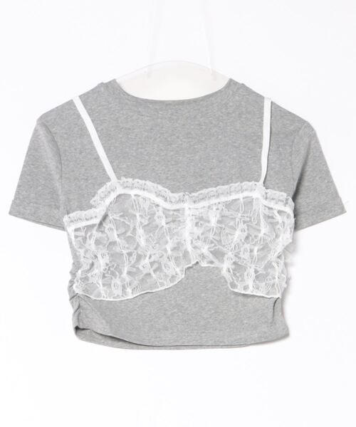 titty＆Co. PETIT（ティティアンドコープティ）の「レースビスチェTシャツ（Tシャツ/カットソー・レディース・ブラック/グレー・FREE）」の2枚目の写真