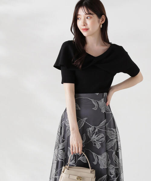 PROPORTION BODY DRESSING(プロポーションボディドレッシング)の「ねじりケープ風ニット / 1214270806(ニット/セーター・レディース・ホワイト/グリーン/ブラック・FREE)」の2枚目の写真