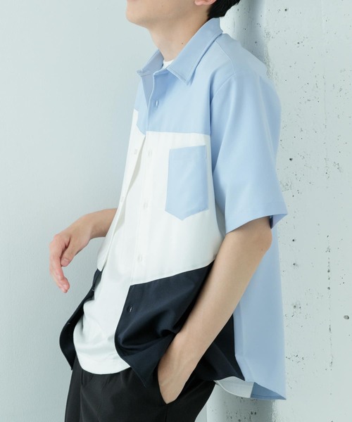 ITEMS URBANRESEARCH(アイテムズ アーバンリサーチ)の「Diagonal Switch 半袖シャツ(シャツ/ブラウス・メンズ・ホワイト/ブルー/グレー・LARGE/MEDIUM)」の21枚目の写真