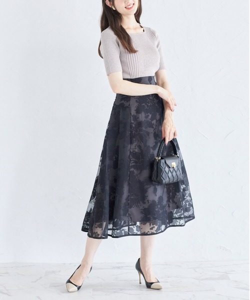 【セール】バックレースアップオパールフラワープリントフレアスカート(スカート)|tocco closet(トッコ クローゼット) 【セール】バックレースアップオパールフラワープリントフレアスカート(スカート)|tocco closet(トッコ クローゼット)