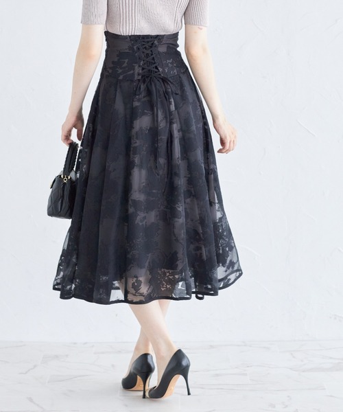 【セール】バックレースアップオパールフラワープリントフレアスカート(スカート)|tocco closet(トッコ クローゼット) 【セール】バックレースアップオパールフラワープリントフレアスカート(スカート)|tocco closet(トッコ クローゼット)