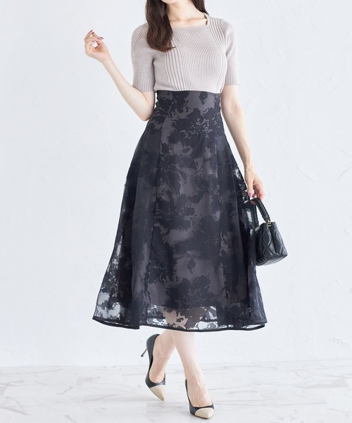 【セール】バックレースアップオパールフラワープリントフレアスカート(スカート)|tocco closet(トッコ クローゼット) 【セール】バックレースアップオパールフラワープリントフレアスカート(スカート)|tocco closet(トッコ クローゼット)