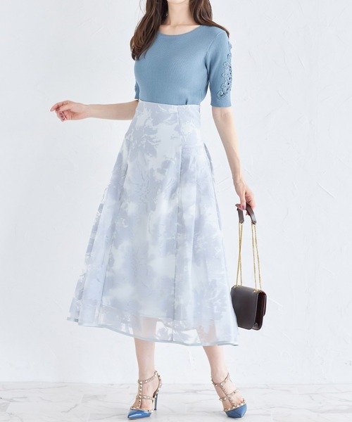 【セール】バックレースアップオパールフラワープリントフレアスカート(スカート)|tocco closet(トッコ クローゼット) 【セール】バックレースアップオパールフラワープリントフレアスカート(スカート)|tocco closet(トッコ クローゼット)