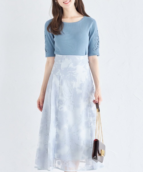 【セール】バックレースアップオパールフラワープリントフレアスカート(スカート)|tocco closet(トッコ クローゼット) 【セール】バックレースアップオパールフラワープリントフレアスカート(スカート)|tocco closet(トッコ クローゼット)