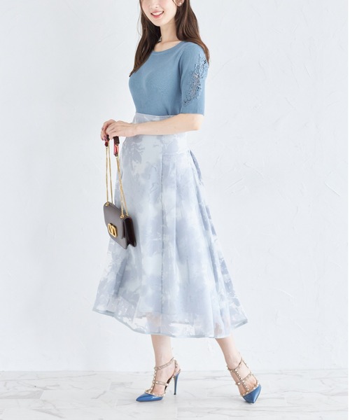 【セール】バックレースアップオパールフラワープリントフレアスカート(スカート)|tocco closet(トッコ クローゼット) 【セール】バックレースアップオパールフラワープリントフレアスカート(スカート)|tocco closet(トッコ クローゼット)