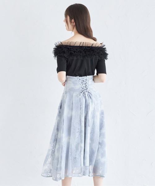 【セール】バックレースアップオパールフラワープリントフレアスカート(スカート)|tocco closet(トッコ クローゼット) 【セール】バックレースアップオパールフラワープリントフレアスカート(スカート)|tocco closet(トッコ クローゼット)