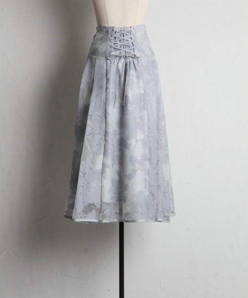 【セール】バックレースアップオパールフラワープリントフレアスカート(スカート)|tocco closet(トッコ クローゼット) 【セール】バックレースアップオパールフラワープリントフレアスカート(スカート)|tocco closet(トッコ クローゼット)