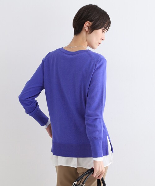 INDIVI 長袖ニット 定価14960円 未使用 グレーホワイト15号 INDIVI ニット セーター 「カシミヤ混」Vネックコクーン