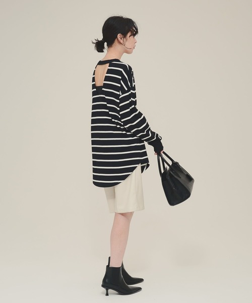 eL（エル）の「【eL】Back Open Big TEE LS/136848（Tシャツ/カットソー・レディース・ブラック系その他/ホワイト系その他/ネイビー系・FREE）」の15枚目の写真