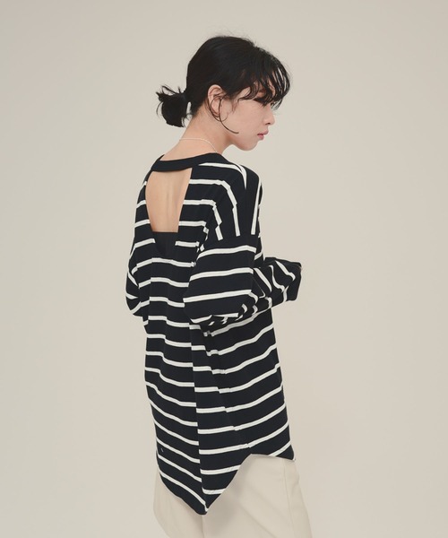 eL（エル）の「【eL】Back Open Big TEE LS/136848（Tシャツ/カットソー・レディース・ブラック系その他/ホワイト系その他/ネイビー系・FREE）」の19枚目の写真