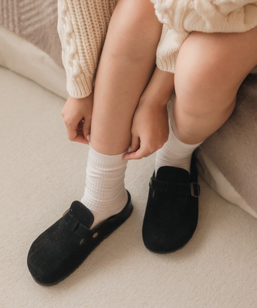 セール】ベルトサボサンダル / 秋 クロッグシューズ スウェードタッチ