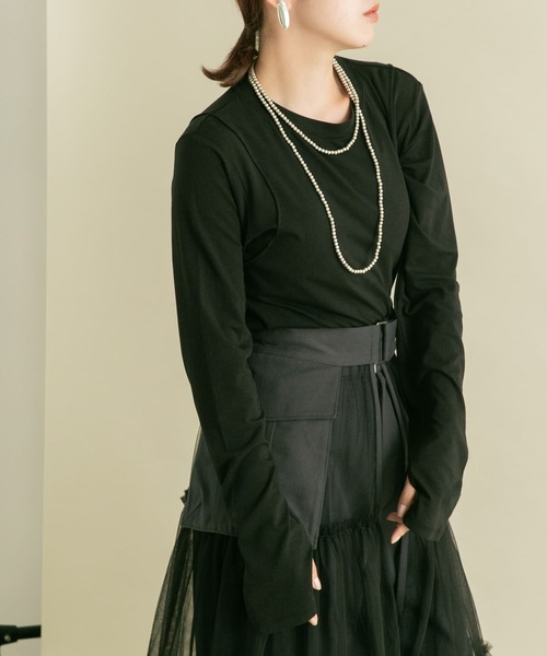 KBF(ケイビーエフ)の「ピンタックロングスリーブTEE(Tシャツ/カットソー・レディース・ミント/アイボリー/ブラック・ONE)」の10枚目の写真