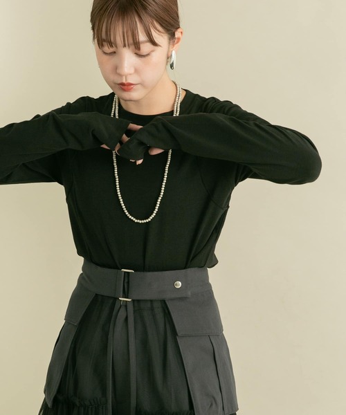 KBF(ケイビーエフ)の「ピンタックロングスリーブTEE(Tシャツ/カットソー・レディース・ミント/アイボリー/ブラック・ONE)」の11枚目の写真