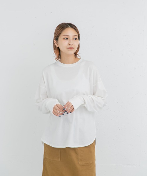 EKAL(エカル)の「ハイゲージロングスリーブカットソー(Tシャツ/カットソー・レディース・チャコールグレー/ホワイト・ONE)」の1枚目の写真