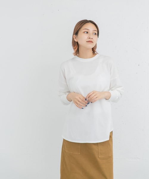 EKAL(エカル)の「ハイゲージロングスリーブカットソー(Tシャツ/カットソー・レディース・チャコールグレー/ホワイト・ONE)」の3枚目の写真