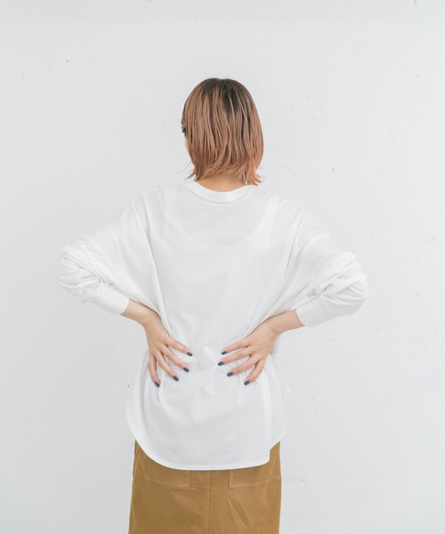 EKAL(エカル)の「ハイゲージロングスリーブカットソー(Tシャツ/カットソー・レディース・チャコールグレー/ホワイト・ONE)」の6枚目の写真