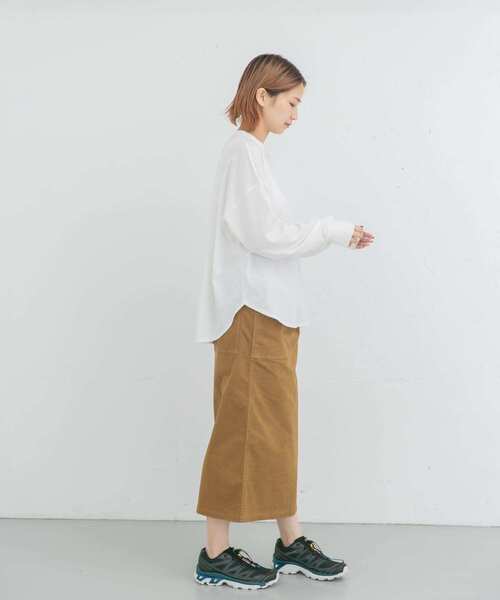 EKAL(エカル)の「ハイゲージロングスリーブカットソー(Tシャツ/カットソー・レディース・チャコールグレー/ホワイト・ONE)」の7枚目の写真