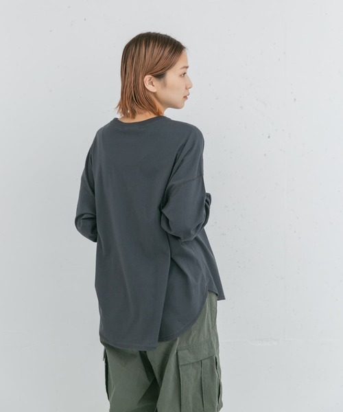 EKAL(エカル)の「ハイゲージロングスリーブカットソー(Tシャツ/カットソー・レディース・チャコールグレー/ホワイト・ONE)」の9枚目の写真