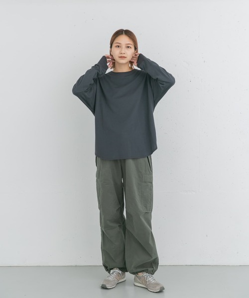 EKAL(エカル)の「ハイゲージロングスリーブカットソー(Tシャツ/カットソー・レディース・チャコールグレー/ホワイト・ONE)」の10枚目の写真