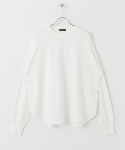 EKAL(エカル)の「ハイゲージロングスリーブカットソー(Tシャツ/カットソー・レディース・チャコールグレー/ホワイト・ONE)」の12枚目の写真