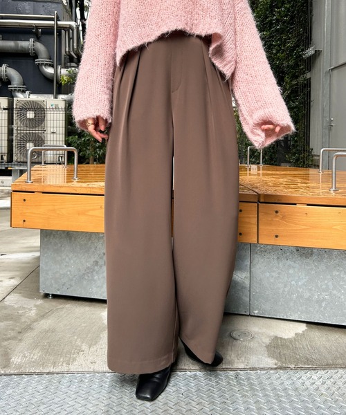 Jena espace merveilleux（ジェナ　エスパスメルヴェイユ）の「【ー3キロ見え！】トロミタックワイドパンツ（その他パンツ・レディース・キャメル/オリーブ/ブラック/ベージュ/グレー/カーキ・FREE）」の4枚目の写真