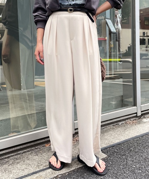 Jena espace merveilleux（ジェナ　エスパスメルヴェイユ）の「【ー3キロ見え！】トロミタックワイドパンツ（その他パンツ・レディース・キャメル/オリーブ/ブラック/ベージュ/グレー/カーキ・FREE）」の18枚目の写真