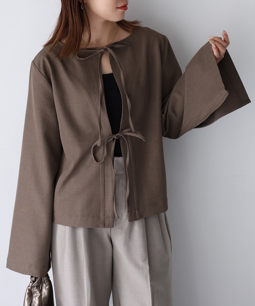 Riberry（リベリー）の「前後2WAYキーネックトップス（シャツ/ブラウス・レディース・ブラウン/グレイッシュベージュ/ブラック・FREE）」の16枚目の写真