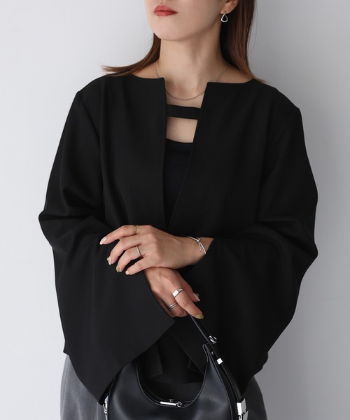 Riberry（リベリー）の「前後2WAYキーネックトップス（シャツ/ブラウス・レディース・ブラウン/グレイッシュベージュ/ブラック・FREE）」の8枚目の写真