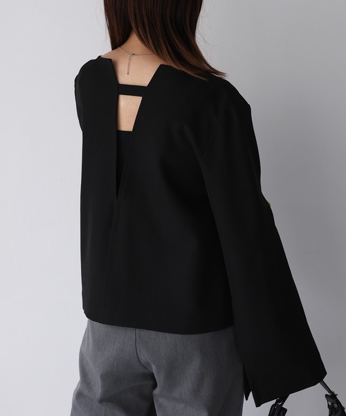 Riberry（リベリー）の「前後2WAYキーネックトップス（シャツ/ブラウス・レディース・ブラウン/グレイッシュベージュ/ブラック・FREE）」の11枚目の写真