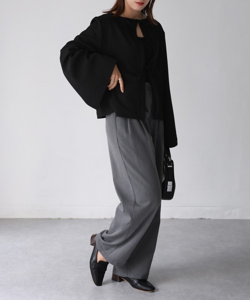 Riberry（リベリー）の「前後2WAYキーネックトップス（シャツ/ブラウス・レディース・ブラウン/グレイッシュベージュ/ブラック・FREE）」の12枚目の写真