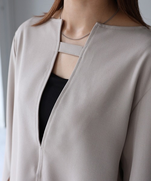 Riberry（リベリー）の「前後2WAYキーネックトップス（シャツ/ブラウス・レディース・ブラウン/グレイッシュベージュ/ブラック・FREE）」の6枚目の写真