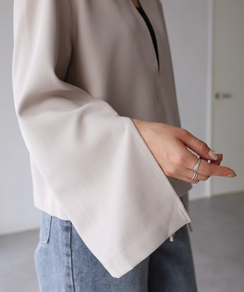 Riberry（リベリー）の「前後2WAYキーネックトップス（シャツ/ブラウス・レディース・ブラウン/グレイッシュベージュ/ブラック・FREE）」の7枚目の写真