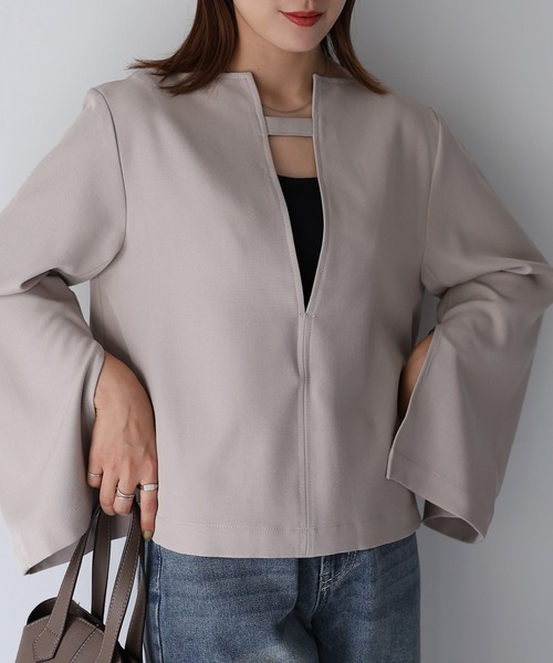 Riberry（リベリー）の「前後2WAYキーネックトップス（シャツ/ブラウス・レディース・ブラウン/グレイッシュベージュ/ブラック・FREE）」の18枚目の写真