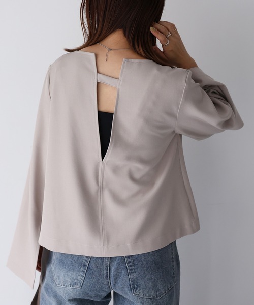 Riberry（リベリー）の「前後2WAYキーネックトップス（シャツ/ブラウス・レディース・ブラウン/グレイッシュベージュ/ブラック・FREE）」の19枚目の写真