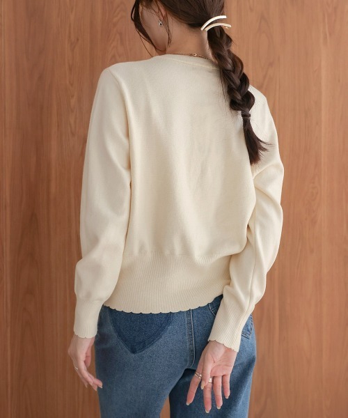 Bab（バブ）の「スカラップデザインニットカーデ（カーディガン/ボレロ・レディース・ベージュ/ブラウン/ブラック/オフホワイト・FREE）」の11枚目の写真