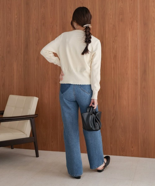 Bab（バブ）の「スカラップデザインニットカーデ（カーディガン/ボレロ・レディース・ベージュ/ブラウン/ブラック/オフホワイト・FREE）」の12枚目の写真