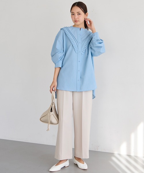 LAVEANGE（ラビアンジェ）の「【洗える】プリーツピンタックシャツ（シャツ/ブラウス・レディース・ネイビー/サックスブルー・4L/3L/LL/M/5L）」の12枚目の写真